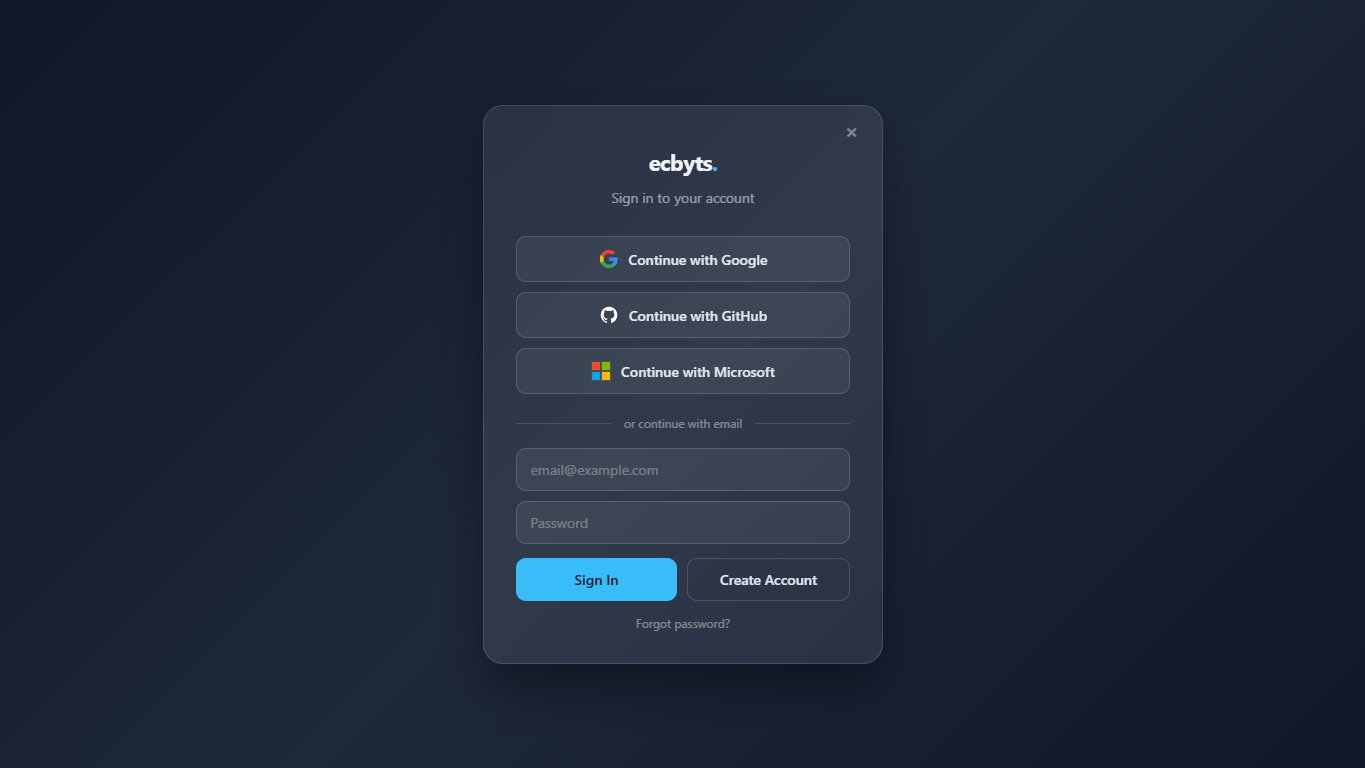 Authentication modal with sign-in and SSO options