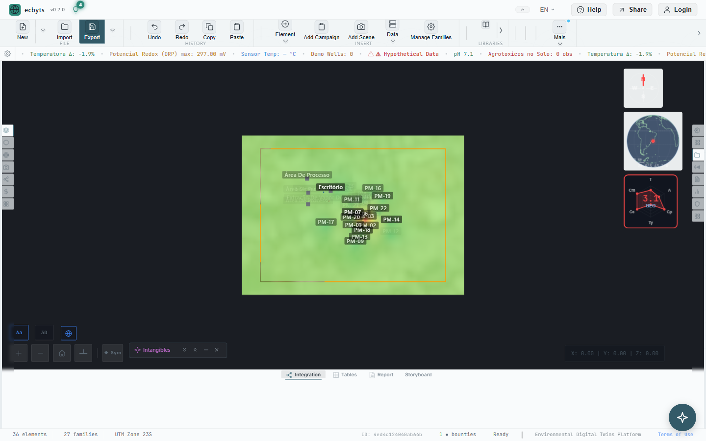 ecbyts 2D view mode with terrain interpolation overlay