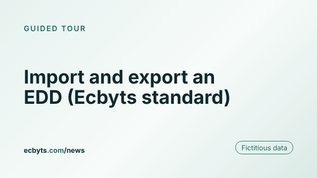 Card for the article "Import and export an EDD (Ecbyts standard)", an ecbyts guided tour with fictitious data.