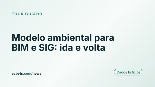 Cartão da matéria "Modelo ambiental para BIM e SIG: ida e volta", tour guiado do ecbyts com dados fictícios.